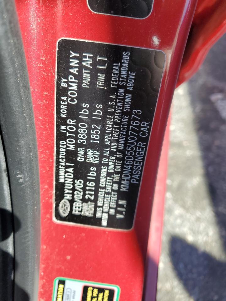 2005 Hyundai Elantra Gls VIN: KMHDN46D55U077673 Lot: 70130855