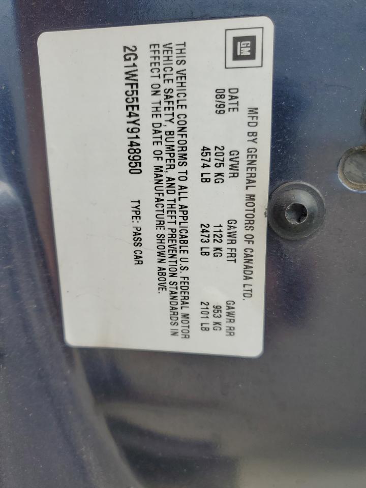 2000 Chevrolet Impala VIN: 2G1WF55E4Y9148950 Lot: 70664545