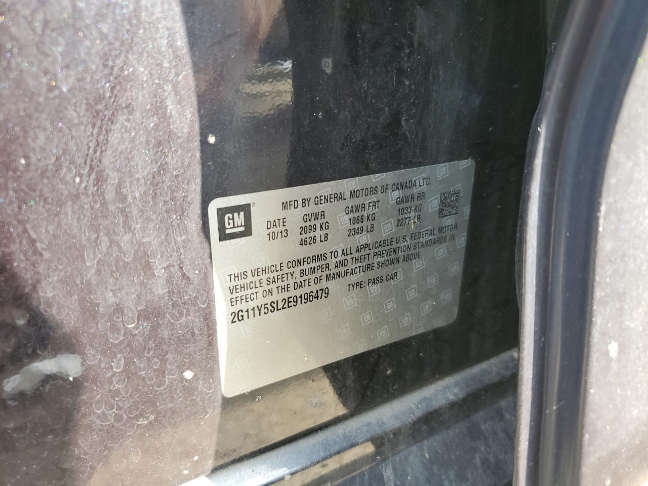 2014 Chevrolet Impala Ls VIN: 2G11Y5SL2E9196479 Lot: 68838075