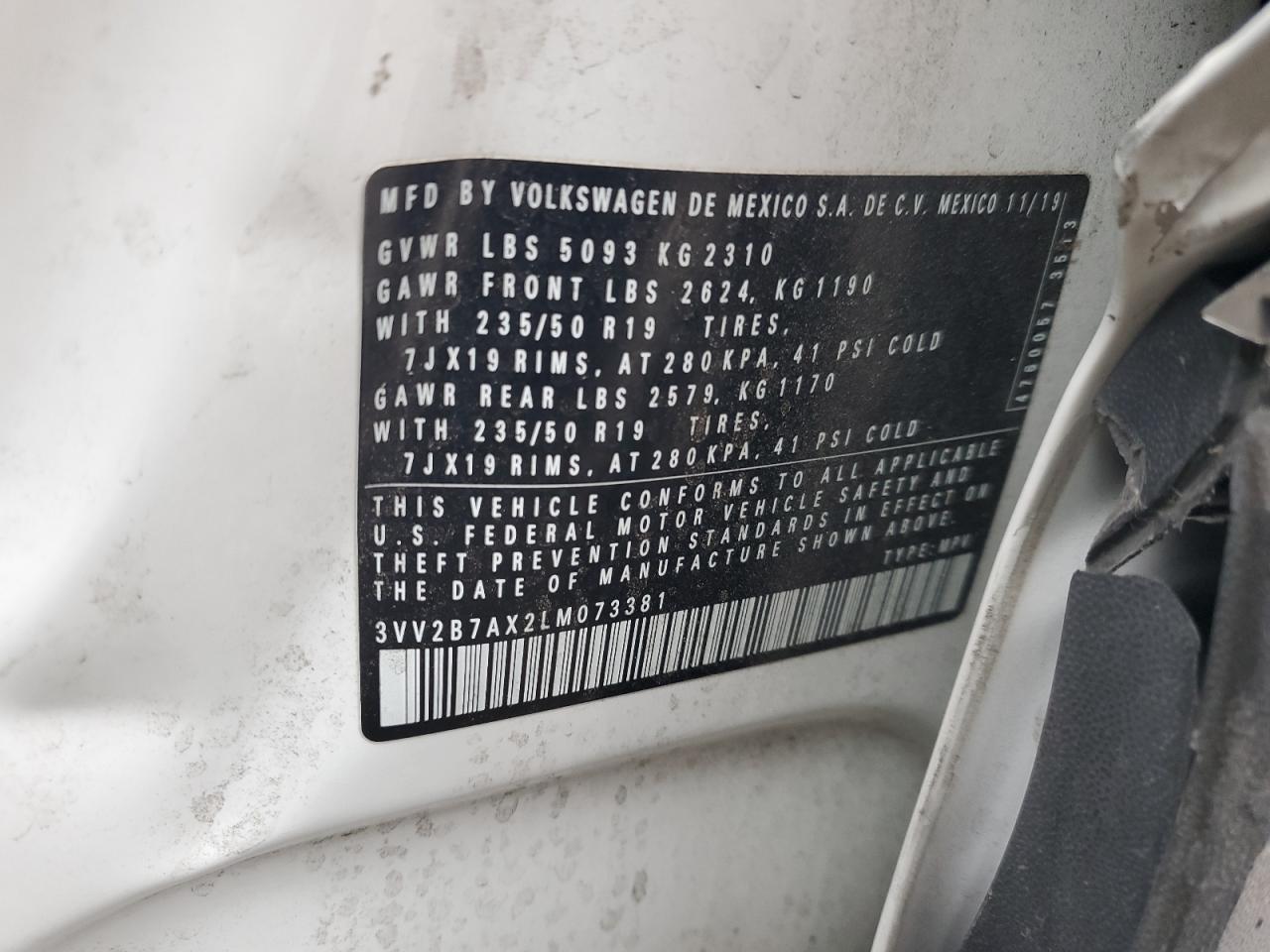 2020 Volkswagen Tiguan Se VIN: 3VV2B7AX2LM073381 Lot: 69079125