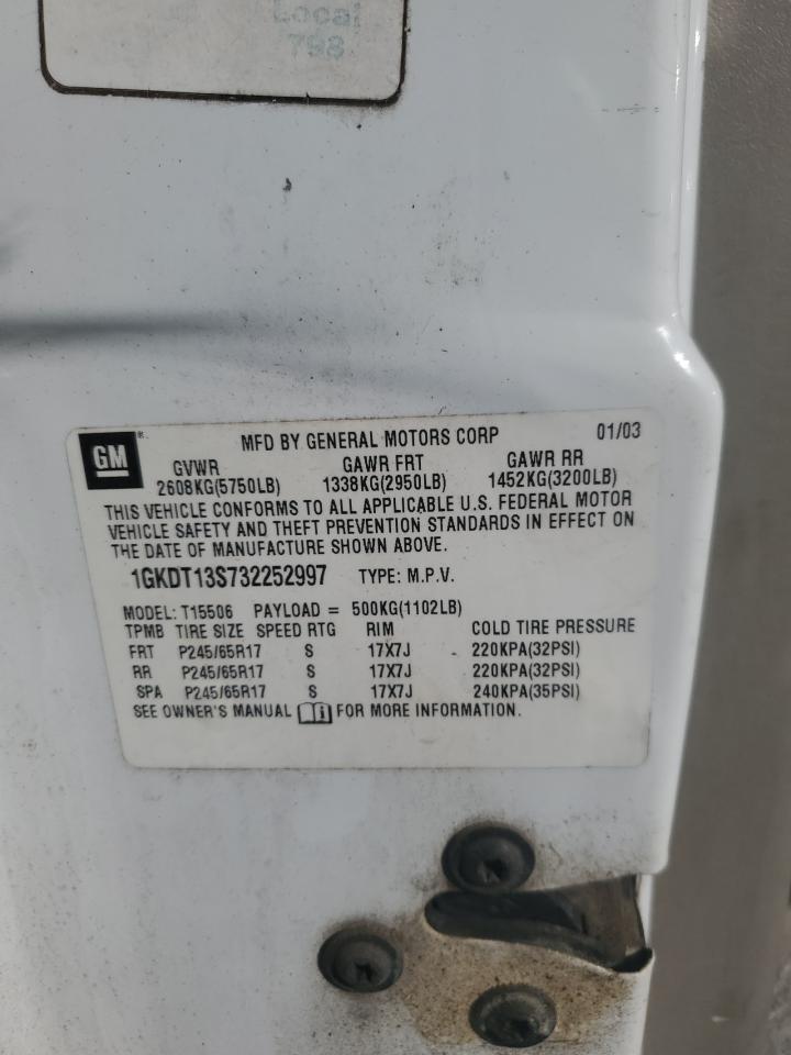 2003 GMC Envoy VIN: 1GKDT13S732252997 Lot: 70803525