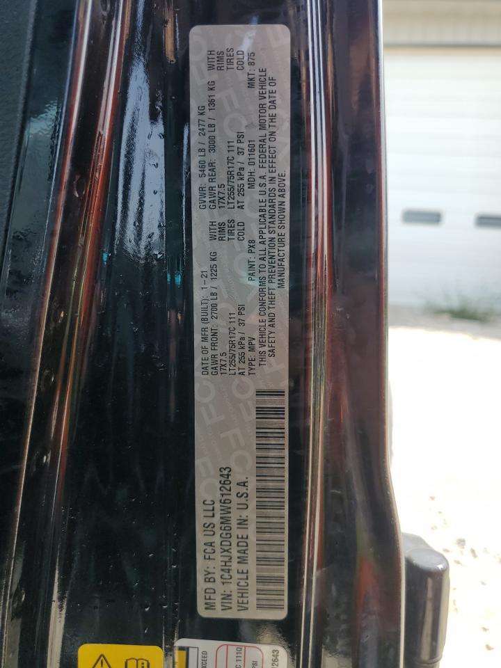 2021 Jeep Wrangler Unlimited Sport VIN: 1C4HJXDG6MW612643 Lot: 70322995