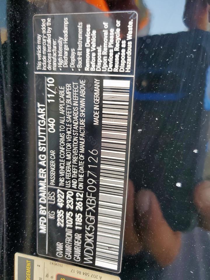 2011 Mercedes-Benz E 350 VIN: WDDKK5GFXBF097126 Lot: 68858875
