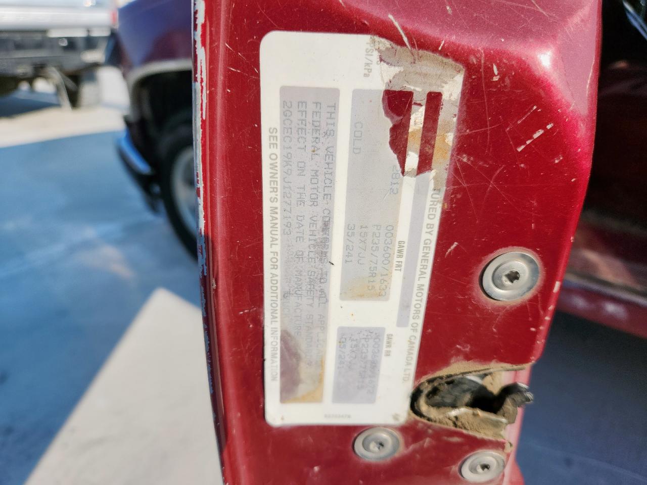 1988 Chevrolet Gmt-400 C1500 VIN: 2GCEC19K9J1277193 Lot: 68312165