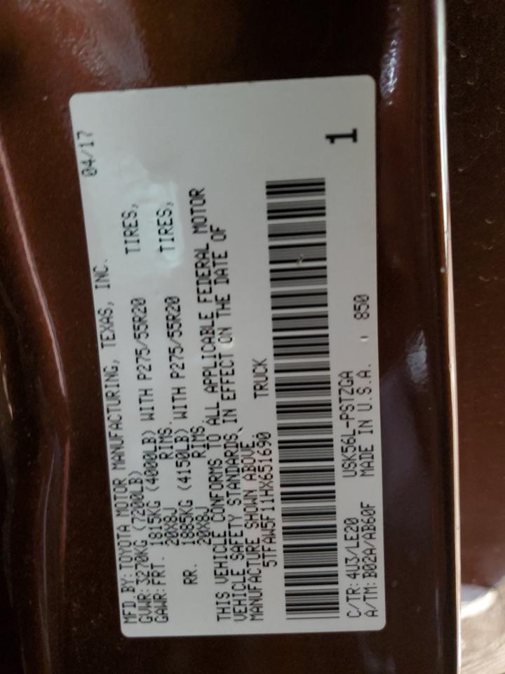 2017 Toyota Tundra Crewmax 1794 VIN: 5TFAW5F11HX651690 Lot: 69562075