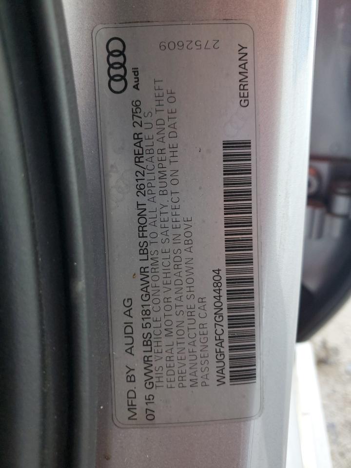 2016 Audi A6 Premium Plus VIN: WAUGFAFC7GN044804 Lot: 68885865