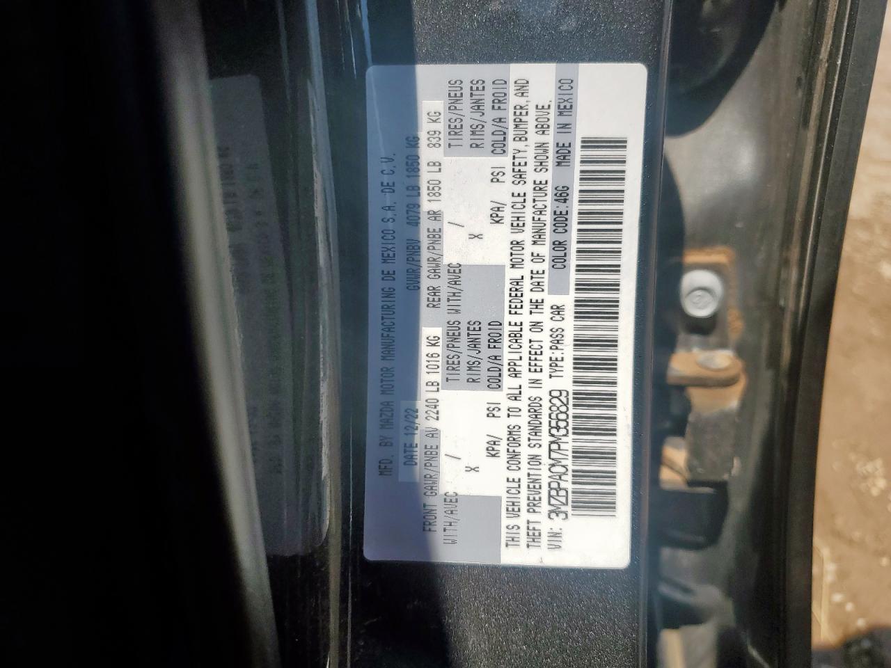 2023 Mazda 3 Preferred VIN: 3MZBPACM7PM356829 Lot: 70193685