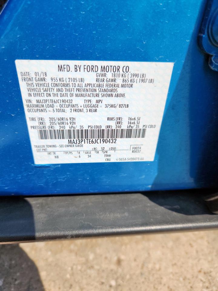 2018 Ford Ecosport Se VIN: MAJ3P1TE6JC190432 Lot: 69876455