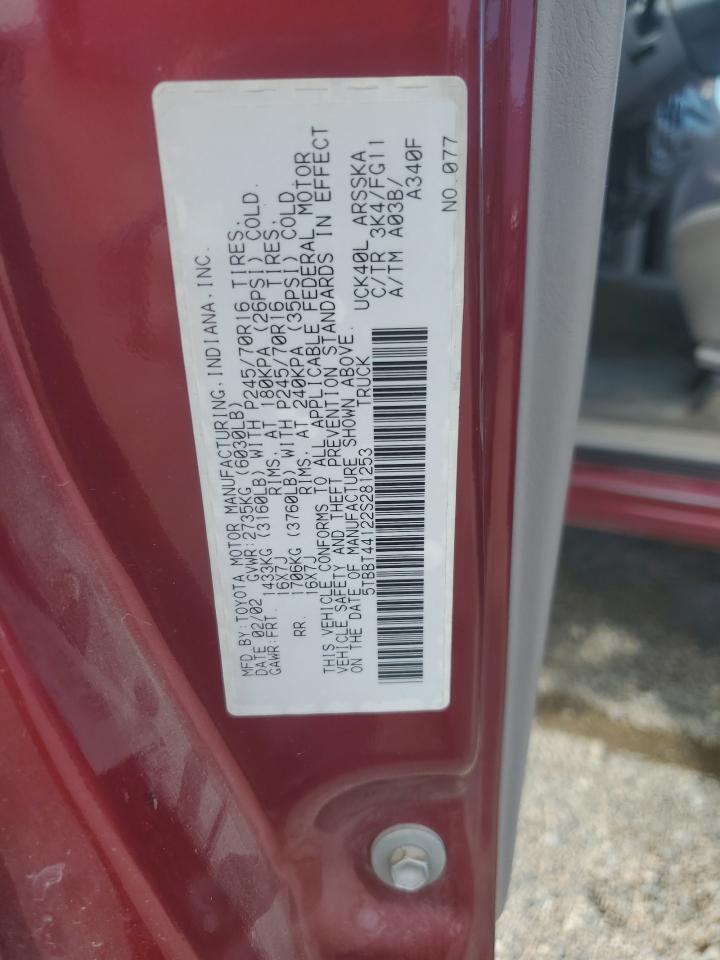 2002 Toyota Tundra Access Cab VIN: 5TBBT44122S281253 Lot: 70680735