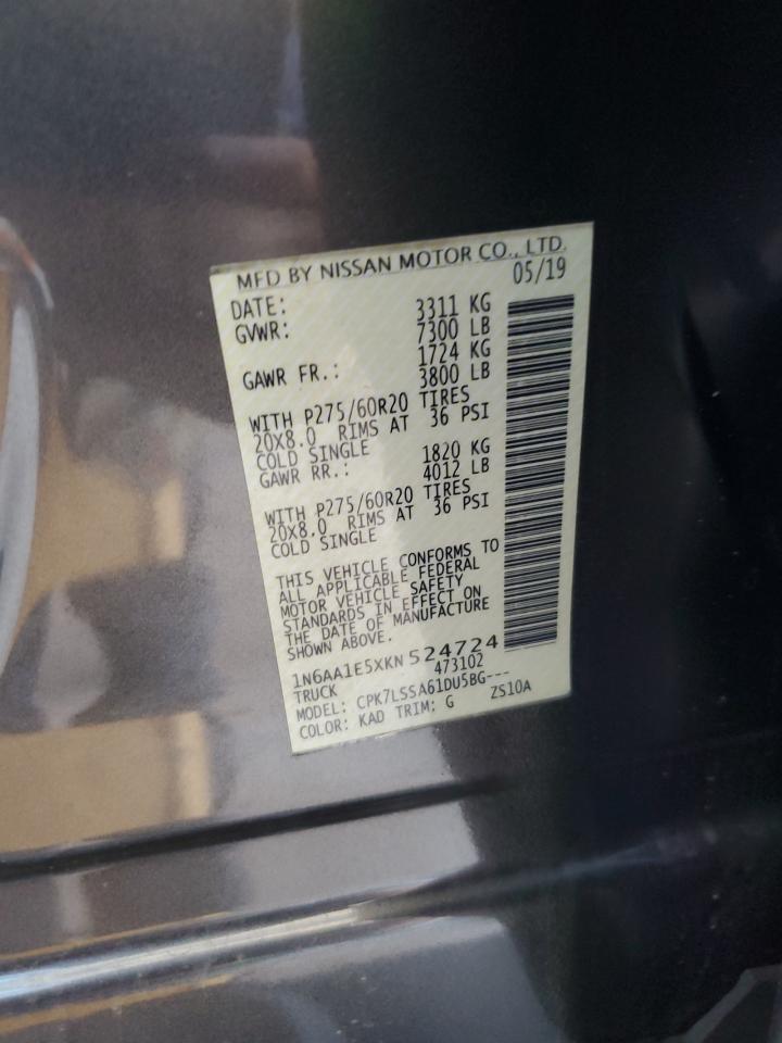 2019 Nissan Titan Sv VIN: 1N6AA1E5XKN524724 Lot: 70651195