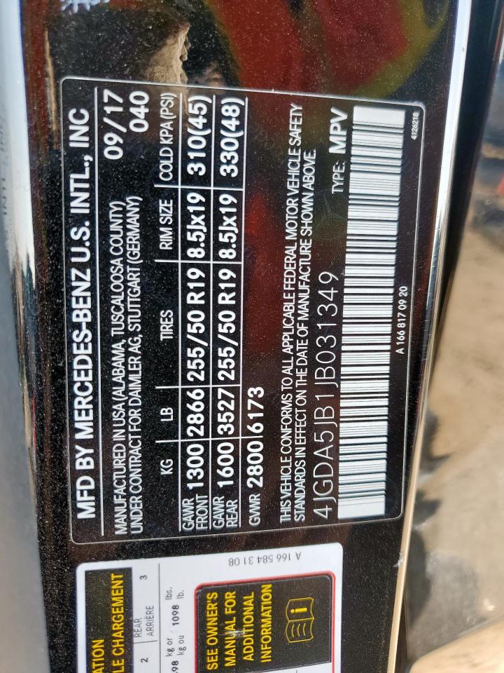 2018 Mercedes-Benz Gle 350 VIN: 4JGDA5JB1JB031349 Lot: 70350965