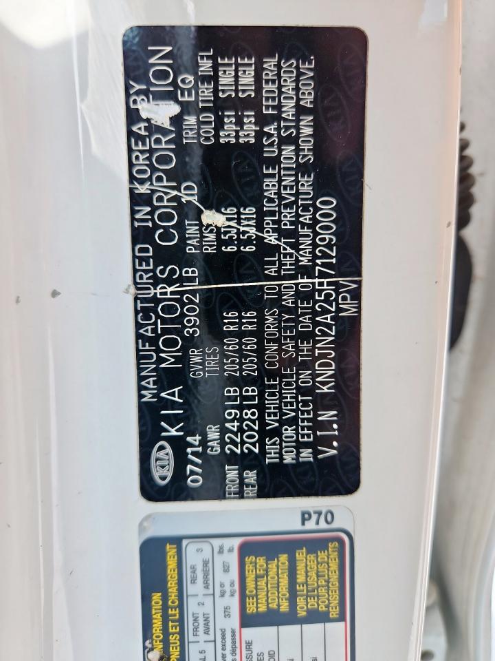 2015 Kia Soul VIN: KNDJN2A25F7129000 Lot: 69499415