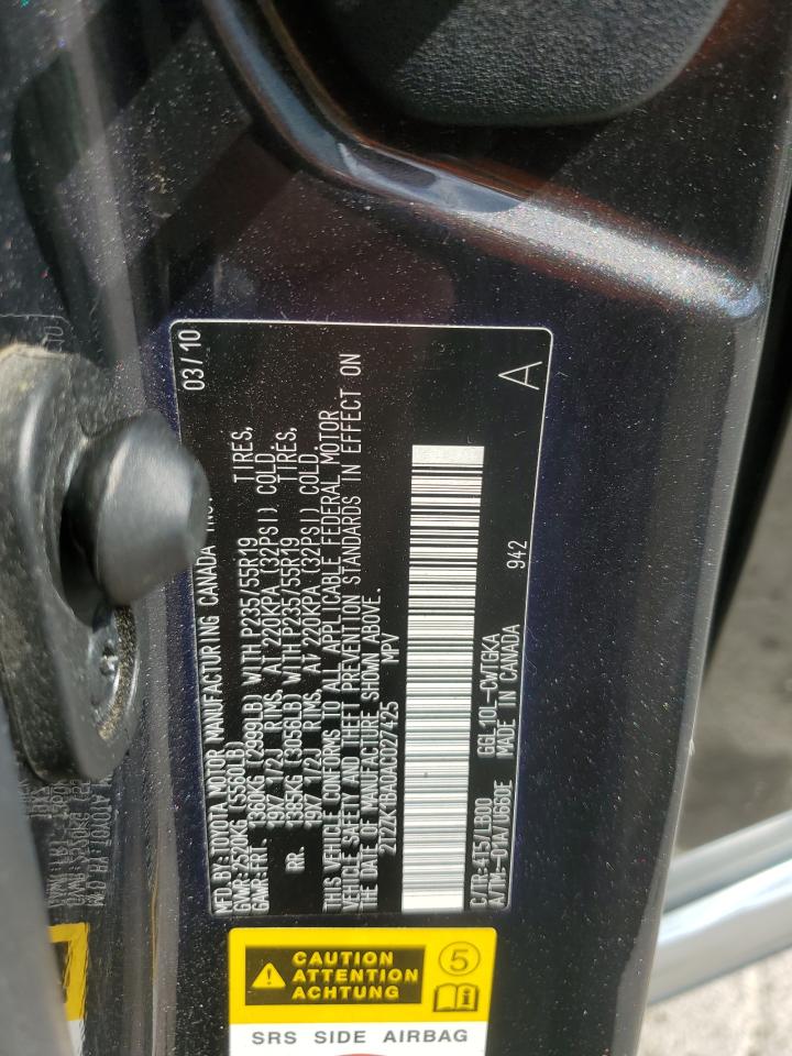 2010 Lexus Rx 350 VIN: 2T2ZK1BA0AC027425 Lot: 68708975