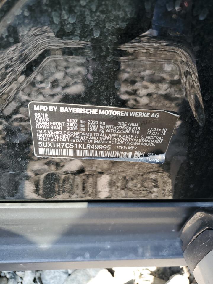 2019 BMW X3 Sdrive30I VIN: 5UXTR7C51KLR49995 Lot: 67679035