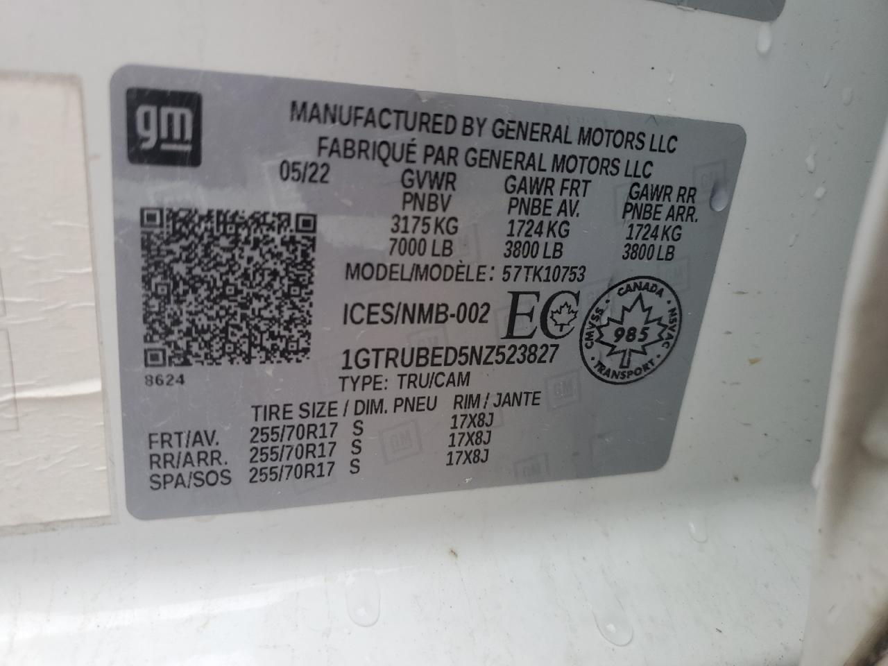 2022 GMC Sierra K1500 Sle VIN: 1GTRUBED5NZ523827 Lot: 69988755