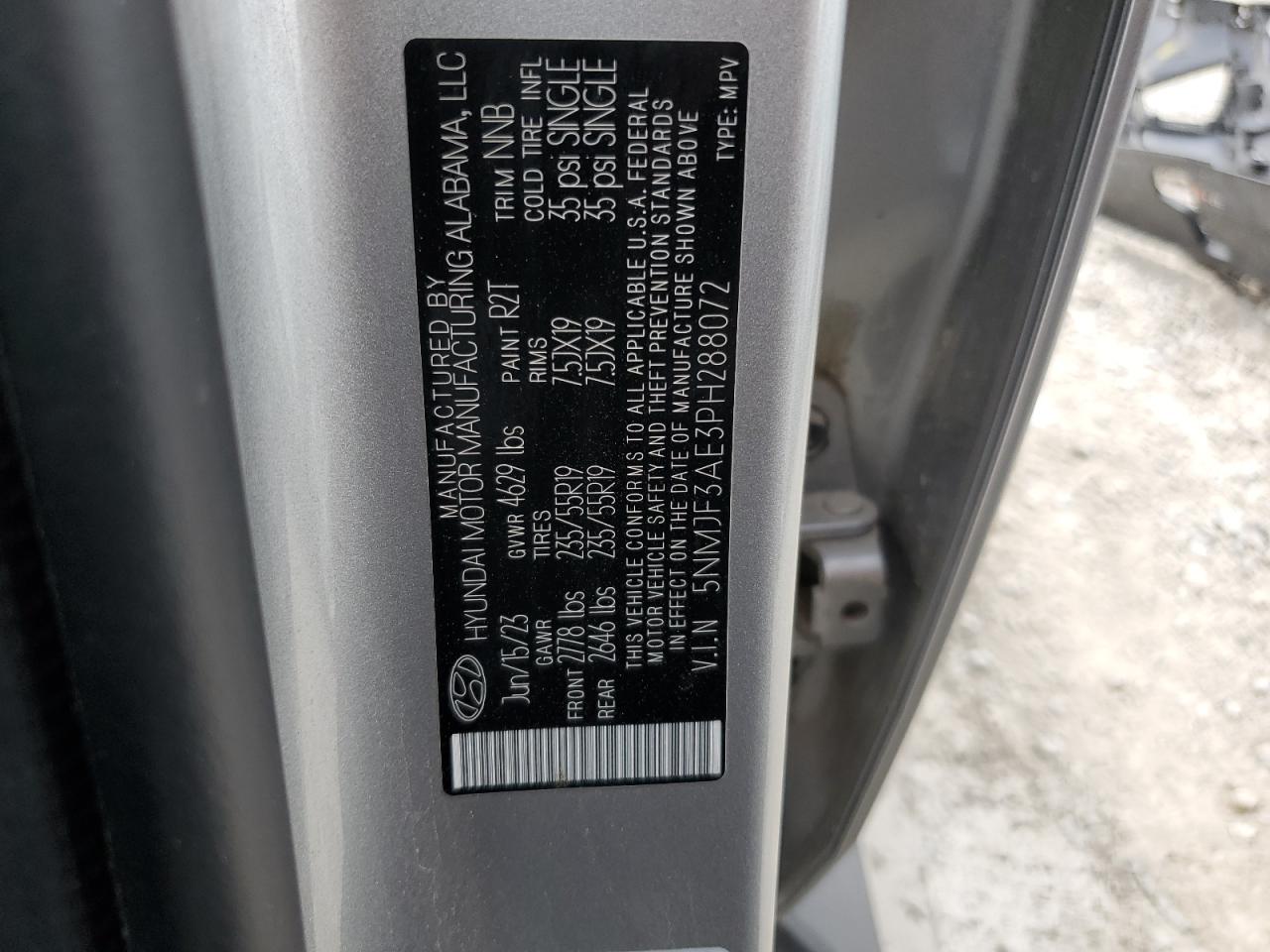 2023 Hyundai Tucson Sel VIN: 5NMJF3AE3PH288072 Lot: 66933015