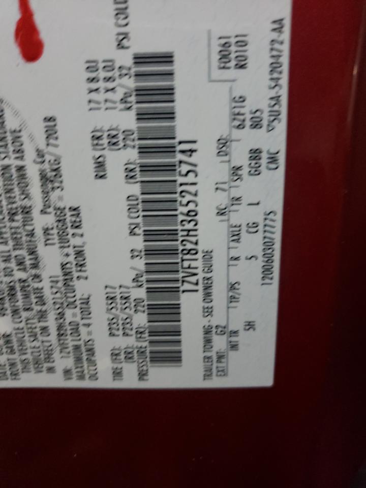 2006 Ford Mustang Gt VIN: 1ZVFT82H365215741 Lot: 70418905