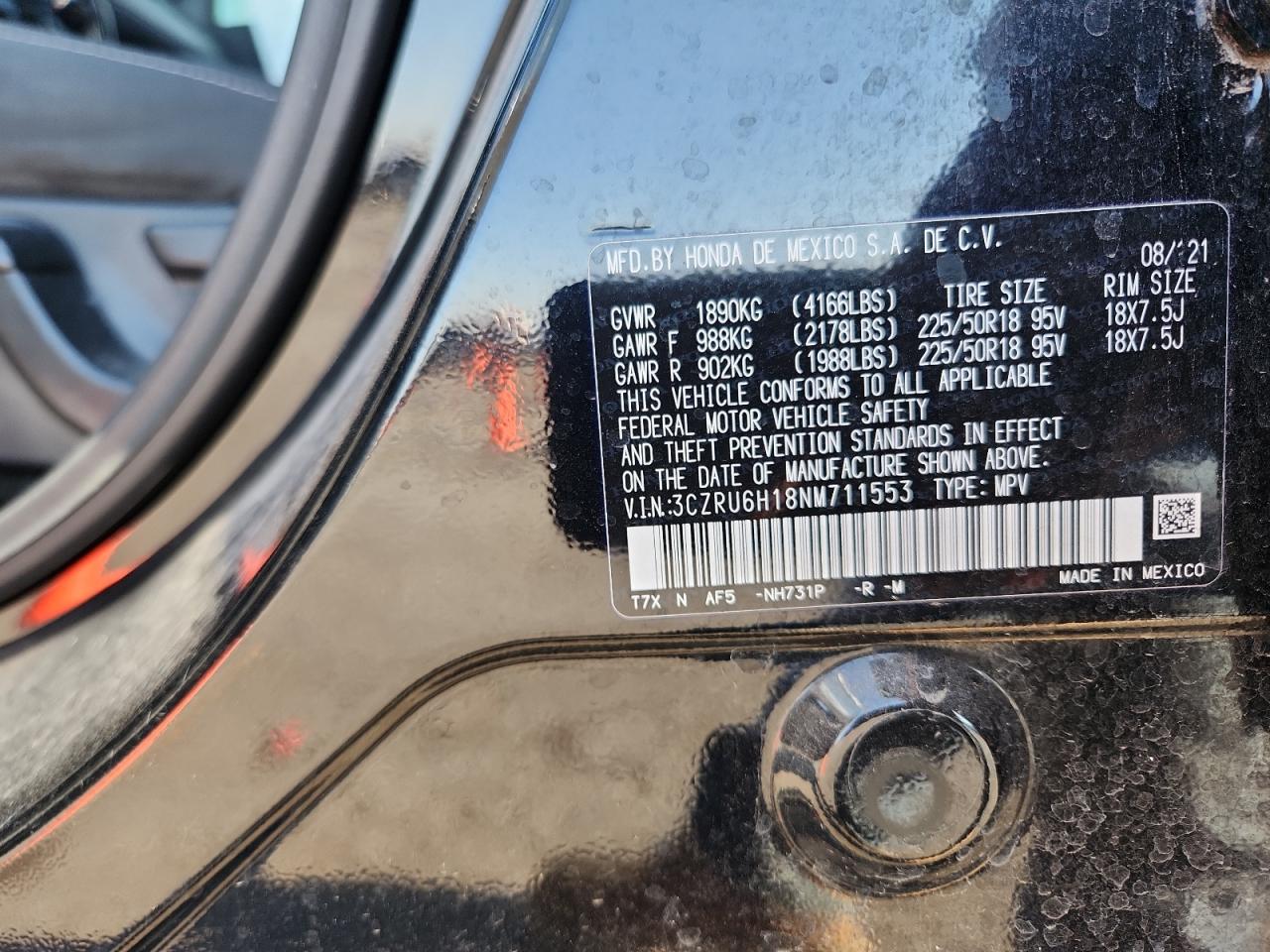 2022 Honda Hr-V Sport VIN: 3CZRU6H18NM711553 Lot: 70370505