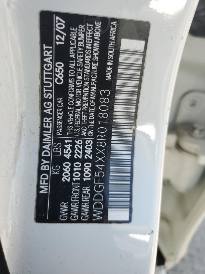 2008 Mercedes-Benz C 300 VIN: WDDGF54XX8R018083 Lot: 70316795