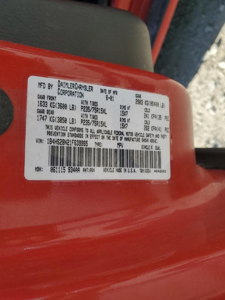 2001 Dodge Durango VIN: 1B4HS28N21F639985 Lot: 70281925