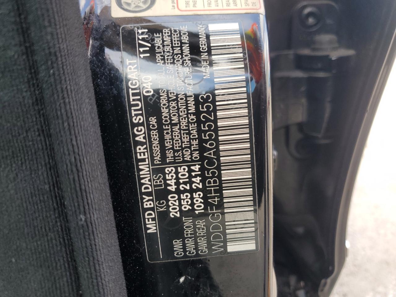 2012 Mercedes-Benz C 250 VIN: WDDGF4HB5CA655253 Lot: 67991505