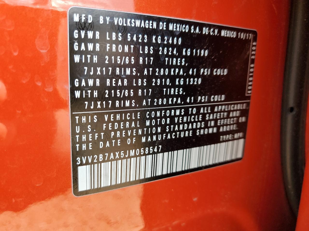 2018 Volkswagen Tiguan Se VIN: 3VV2B7AX5JM058547 Lot: 67475525