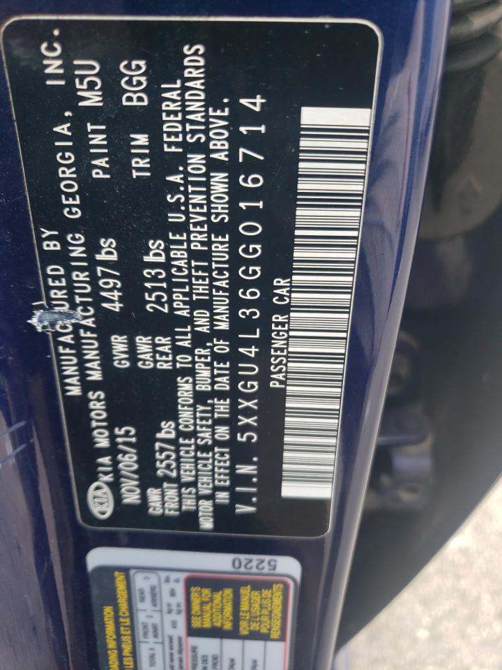 2016 Kia Optima Ex VIN: 5XXGU4L36GG016714 Lot: 67812115