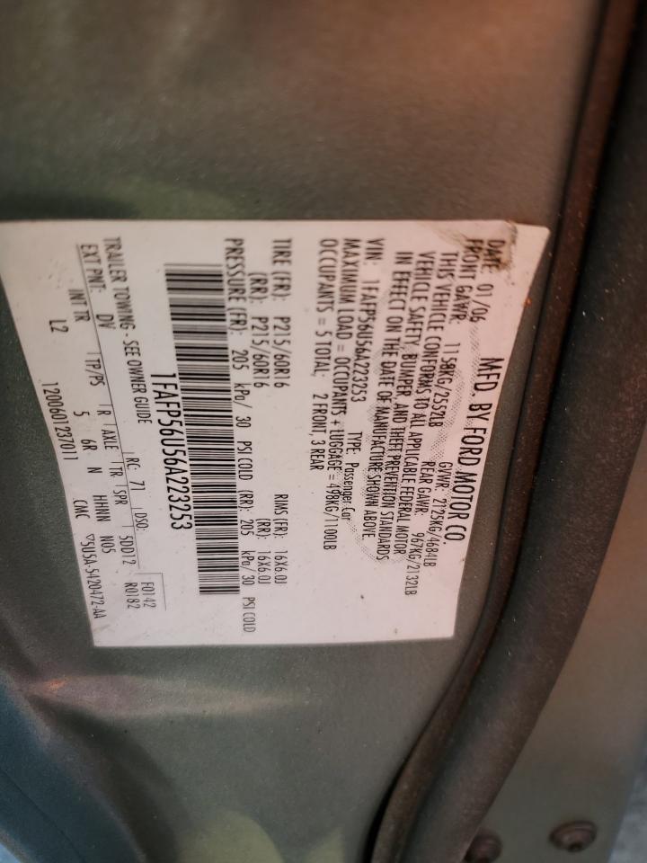 2006 Ford Taurus Sel VIN: 1FAFP56U56A223253 Lot: 69170215