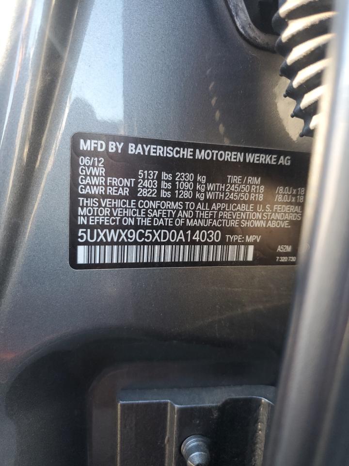 2013 BMW X3 xDrive28I VIN: 5UXWX9C5XD0A14030 Lot: 70407965