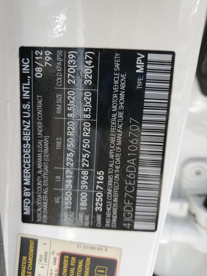 2013 Mercedes-Benz Gl 450 4Matic VIN: 4JGDF7CE6DA106707 Lot: 68525455