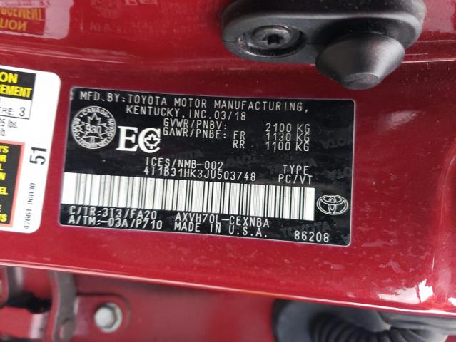 2018 TOYOTA CAMRY LE  
