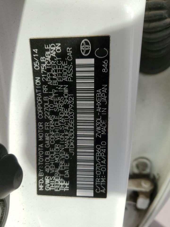 2014 Toyota Prius VIN: JTDKN3DU5E0379321 Lot: 69819875