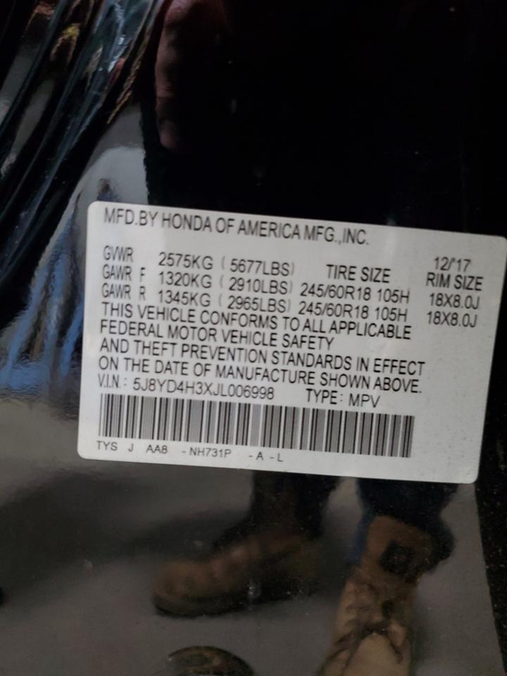 2018 Acura Mdx VIN: 5J8YD4H3XJL006998 Lot: 66896285