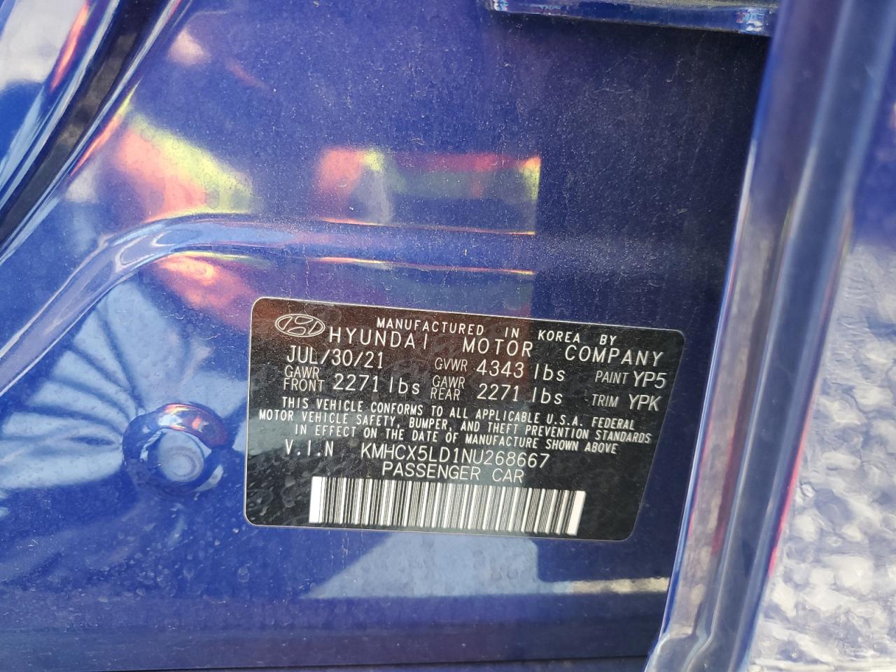2022 Hyundai Ioniq Limited VIN: KMHCX5LD1NU268667 Lot: 70755575