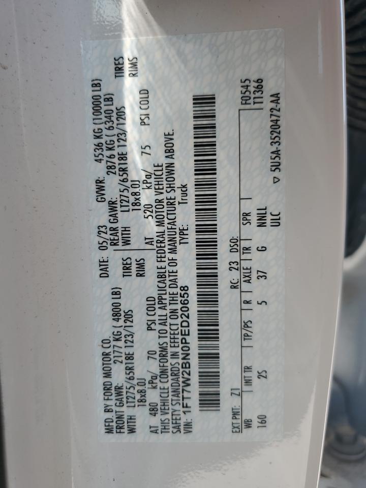 2023 Ford F250 Super Duty VIN: 1FT7W2BN0PED20658 Lot: 68035025