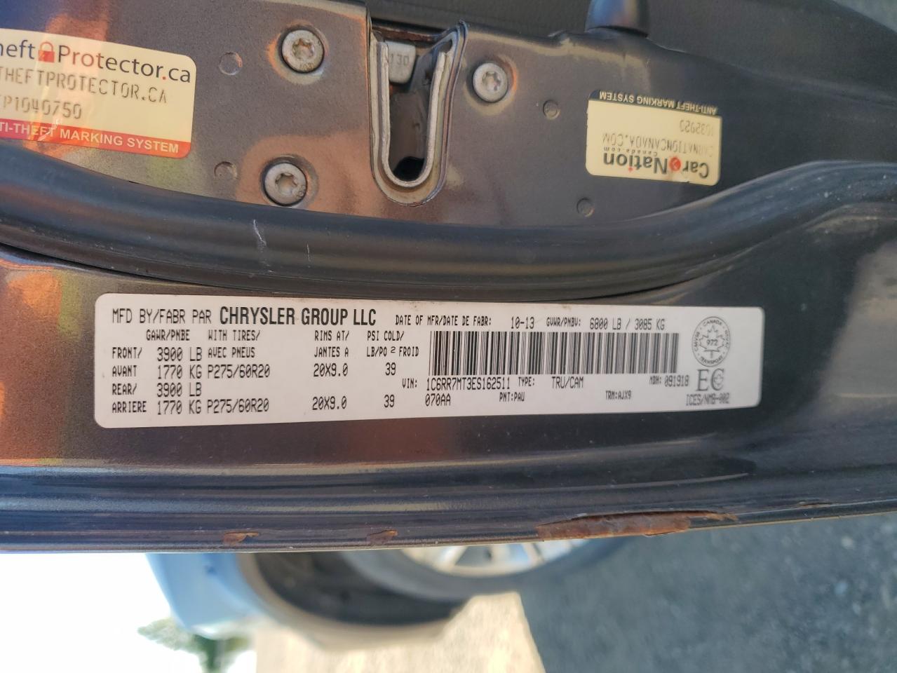 2014 Ram 1500 Sport VIN: 1C6RR7MT3ES162511 Lot: 69849365