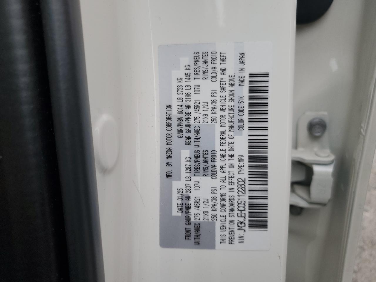 2025 Mazda Cx-70 Premium VIN: JM3KJEHC0S1122802 Lot: 67834625