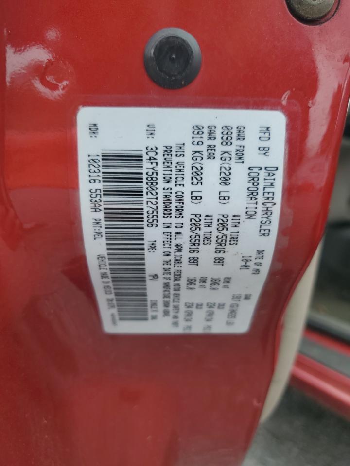 2002 Chrysler Pt Cruiser Touring VIN: 3C4FY58B02T275556 Lot: 69884415