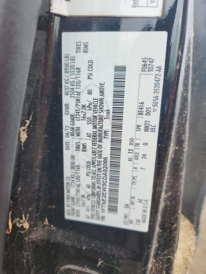 2012 Ford Econoline E250 Van VIN: 1FTNE2EW3CDA92086 Lot: 69042825