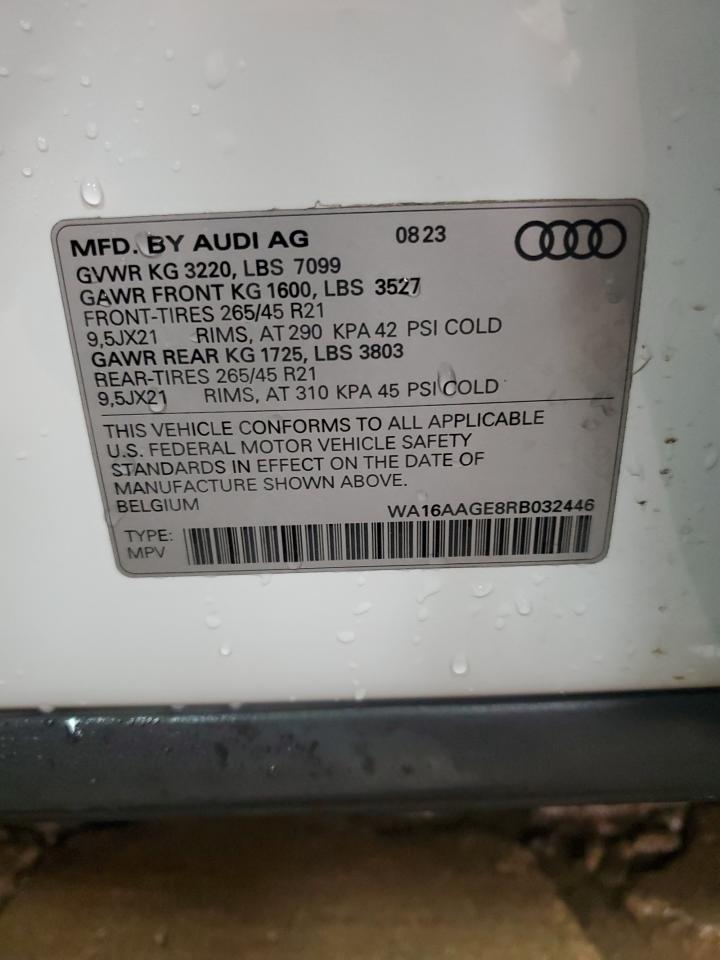 2024 Audi Q8 E-Tron Prestige VIN: WA16AAGE8RB032446 Lot: 67970835