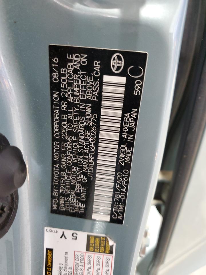 2017 Toyota Prius VIN: JTDKBRFU6H3026775 Lot: 70179925