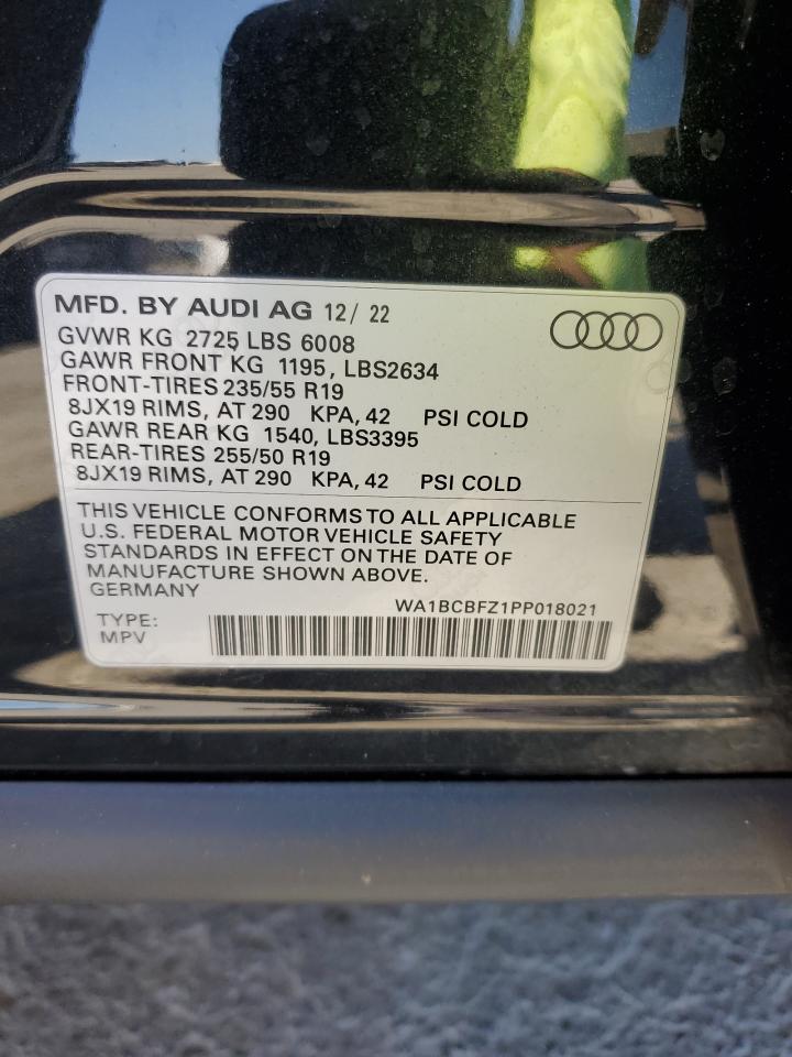 2023 Audi Q4 E-Tron Premium Plus VIN: WA1BCBFZ1PP018021 Lot: 67802645