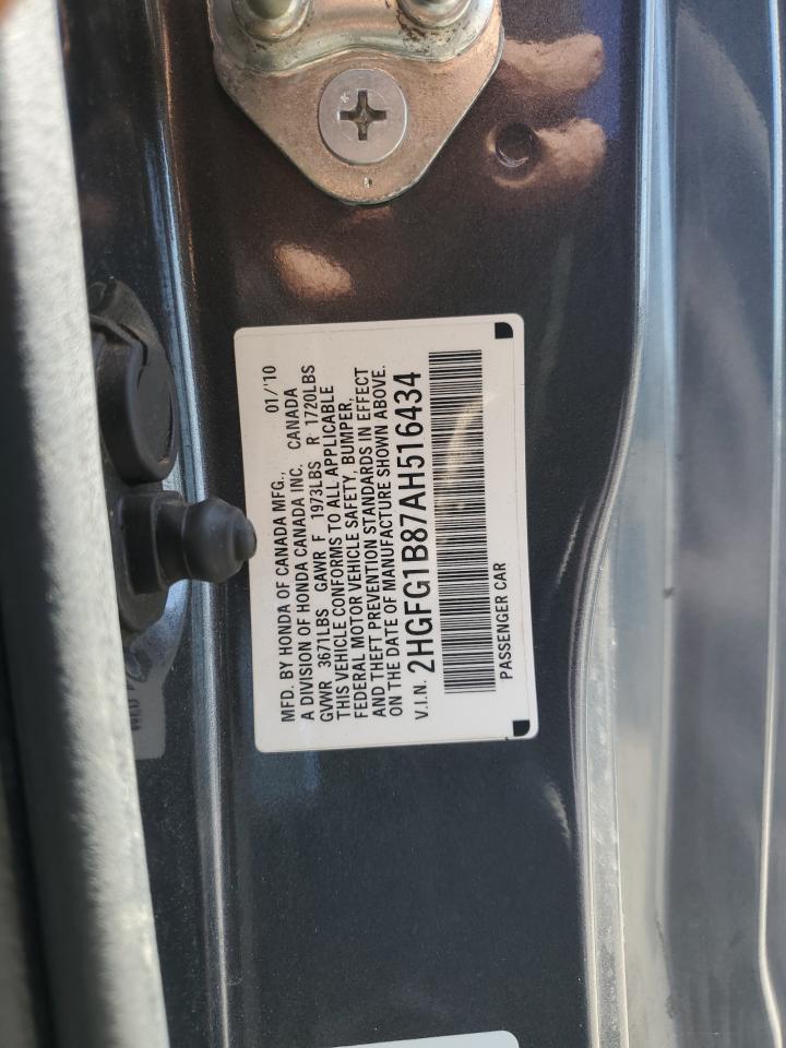 2010 Honda Civic Ex VIN: 2HGFG1B87AH516434 Lot: 70653845