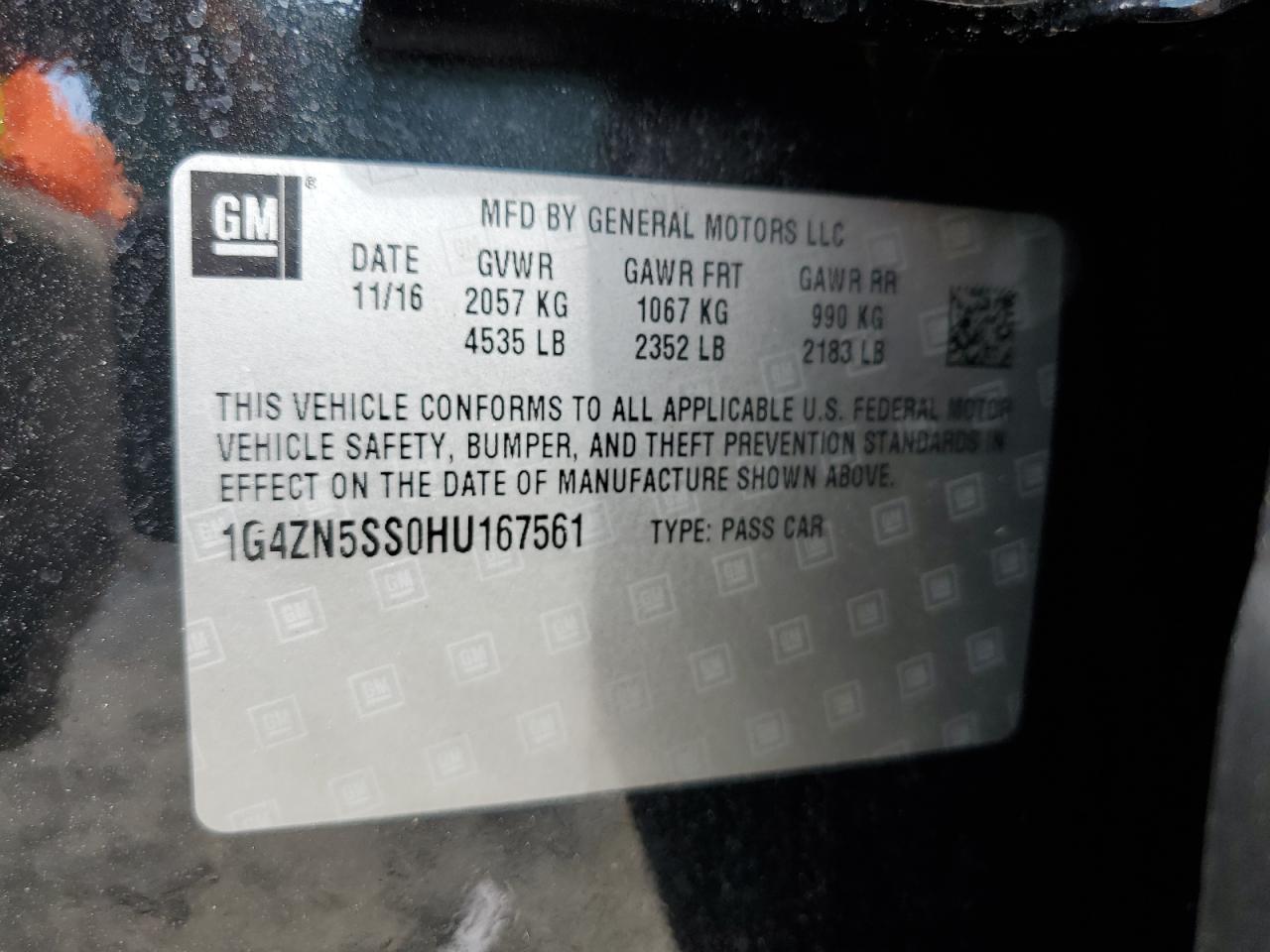 2017 Buick Lacrosse Preferred VIN: 1G4ZN5SS0HU167561 Lot: 68506075