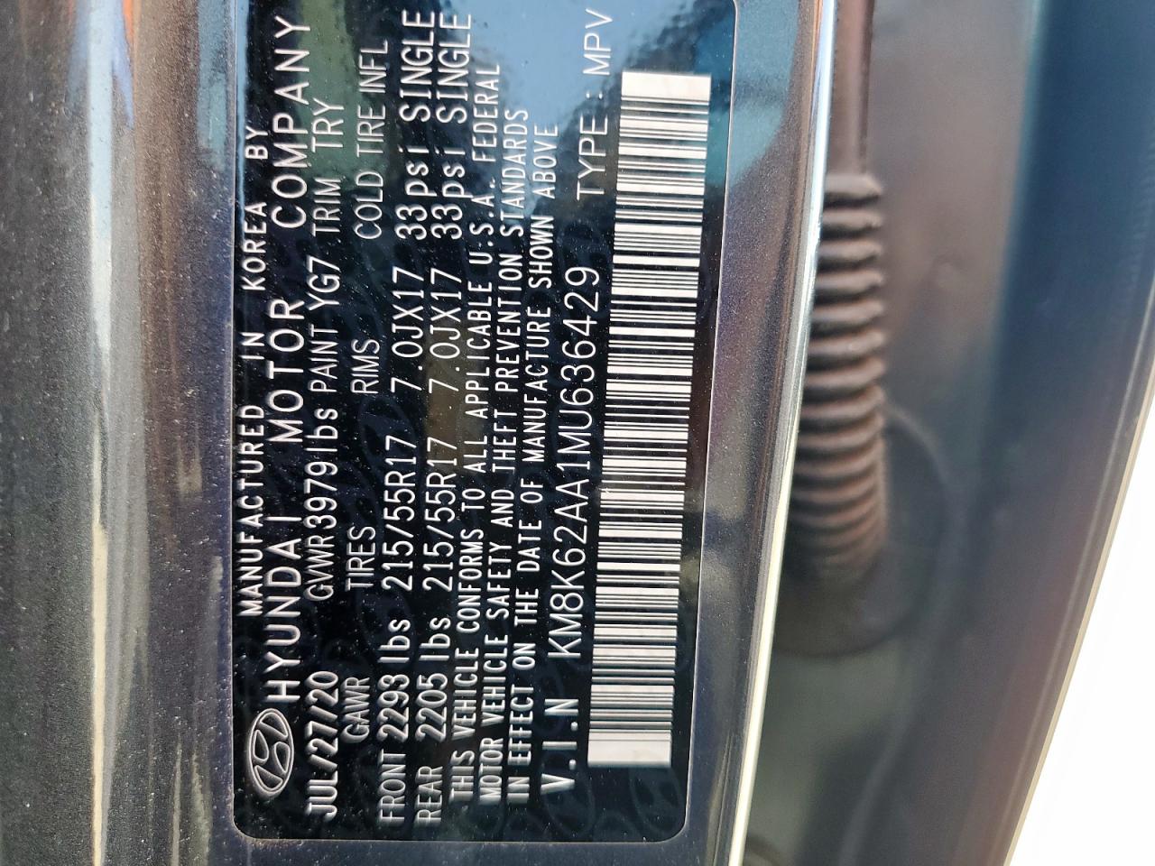 2021 Hyundai Kona Sel Plus VIN: KM8K62AA1MU636429 Lot: 70284385