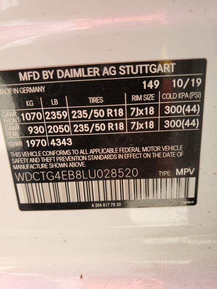 2020 Mercedes-Benz Gla 250 VIN: WDCTG4EB8LU028520 Lot: 70503965