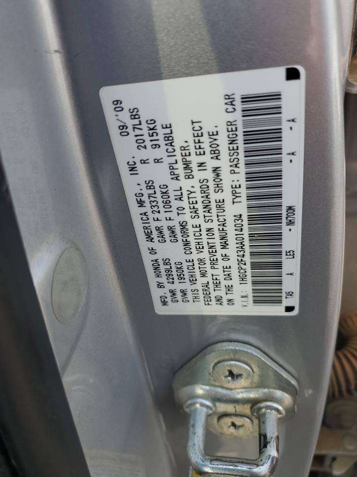 2010 Honda Accord Lxp VIN: 1HGCP2F43AA014034 Lot: 67483985