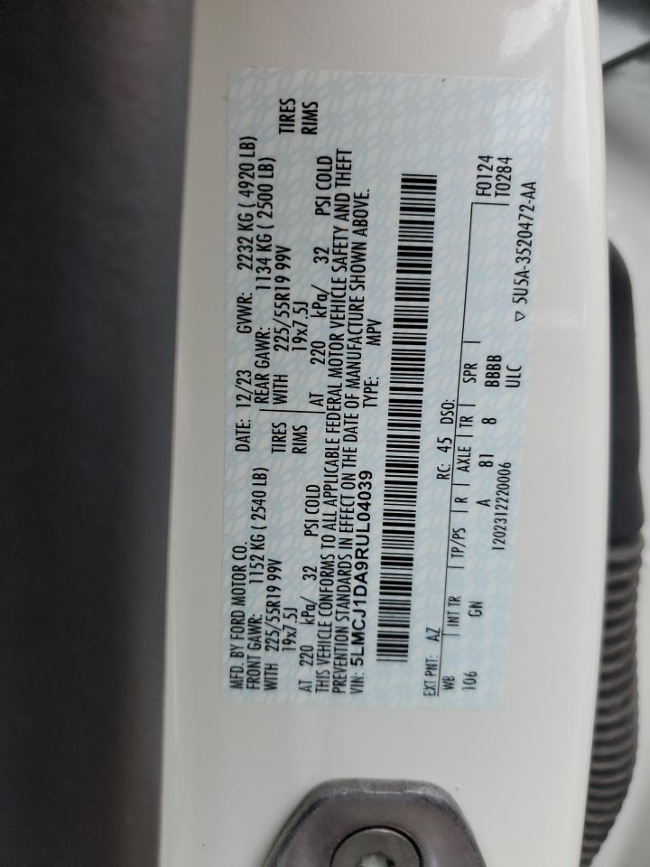 2024 Lincoln Corsair VIN: 5LMCJ1DA9RUL04039 Lot: 70507705