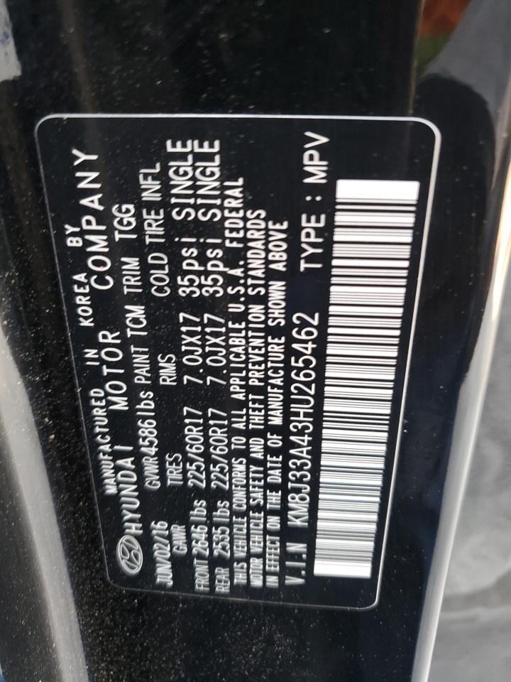 2017 Hyundai Tucson Limited VIN: KM8J33A43HU265462 Lot: 66579095