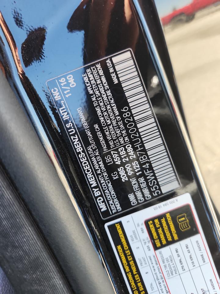 2017 Mercedes-Benz C 300 VIN: 55SWF4JB7HU200286 Lot: 69148135